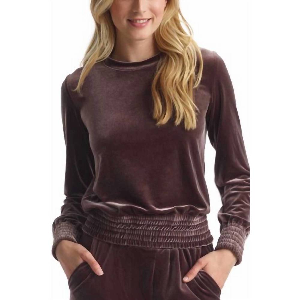 NEW COMMANDO velvet crewneck sweatshirt in greige